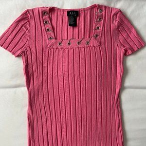 RQT Petite Small Knit Pink Short Sleeve Shirt
